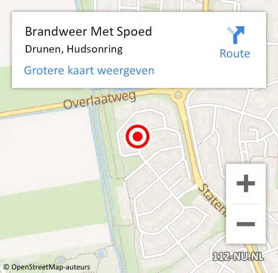 Locatie op kaart van de 112 melding: Brandweer Met Spoed Naar Drunen, Hudsonring op 7 april 2022 16:13