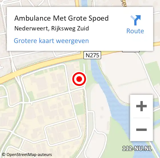 Locatie op kaart van de 112 melding: Ambulance Met Grote Spoed Naar Nederweert, Rijksweg Zuid op 7 april 2022 16:17