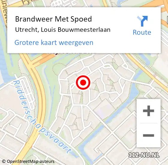 Locatie op kaart van de 112 melding: Brandweer Met Spoed Naar Utrecht, Louis Bouwmeesterlaan op 7 april 2022 16:34