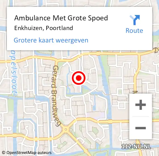 Locatie op kaart van de 112 melding: Ambulance Met Grote Spoed Naar Enkhuizen, Poortland op 7 april 2022 16:42