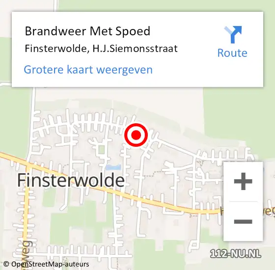 Locatie op kaart van de 112 melding: Brandweer Met Spoed Naar Finsterwolde, H.J.Siemonsstraat op 7 april 2022 17:14