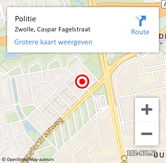 Locatie op kaart van de 112 melding: Politie Zwolle, Caspar Fagelstraat op 7 april 2022 17:15