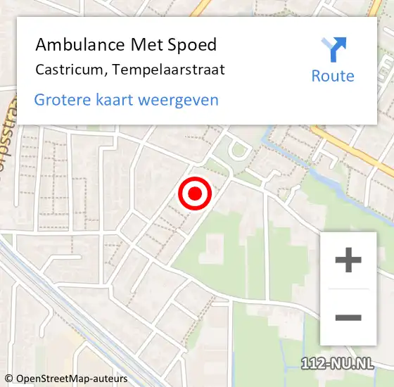 Locatie op kaart van de 112 melding: Ambulance Met Spoed Naar Castricum, Tempelaarstraat op 7 april 2022 17:15