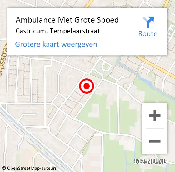 Locatie op kaart van de 112 melding: Ambulance Met Grote Spoed Naar Castricum, Tempelaarstraat op 7 april 2022 17:19