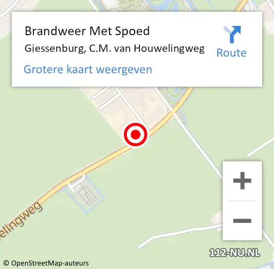 Locatie op kaart van de 112 melding: Brandweer Met Spoed Naar Giessenburg, C.M. van Houwelingweg op 7 april 2022 17:32
