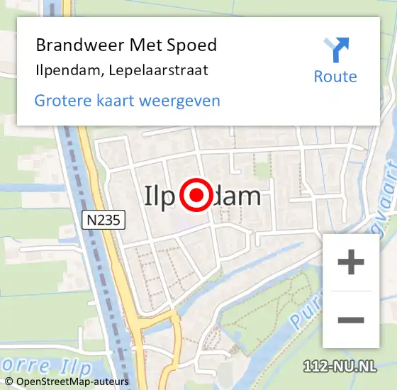 Locatie op kaart van de 112 melding: Brandweer Met Spoed Naar Ilpendam, Lepelaarstraat op 7 april 2022 17:35