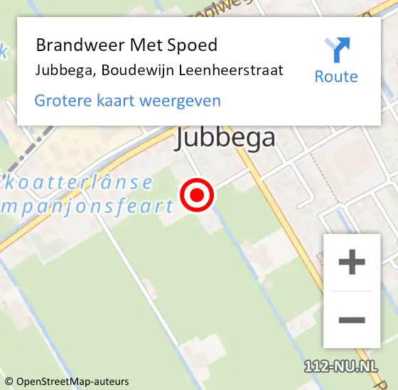 Locatie op kaart van de 112 melding: Brandweer Met Spoed Naar Jubbega, Boudewijn Leenheerstraat op 7 april 2022 17:37