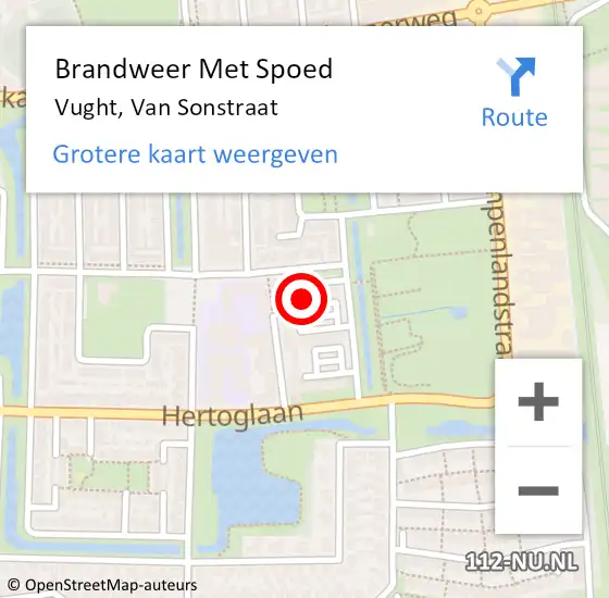 Locatie op kaart van de 112 melding: Brandweer Met Spoed Naar Vught, Van Sonstraat op 7 april 2022 17:51