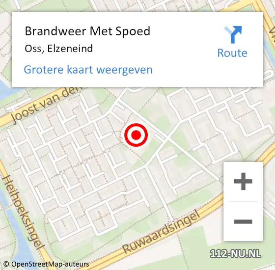 Locatie op kaart van de 112 melding: Brandweer Met Spoed Naar Oss, Elzeneind op 7 april 2022 17:51