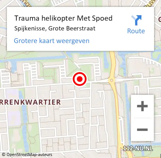 Locatie op kaart van de 112 melding: Trauma helikopter Met Spoed Naar Spijkenisse, Grote Beerstraat op 7 april 2022 18:22