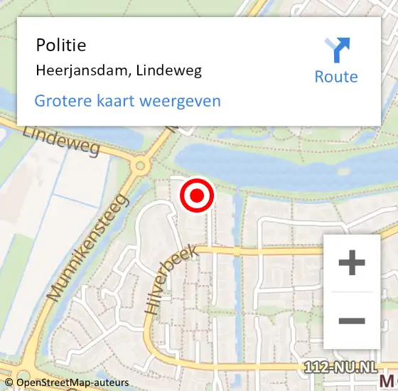 Locatie op kaart van de 112 melding: Politie Heerjansdam, Lindeweg op 7 april 2022 18:32