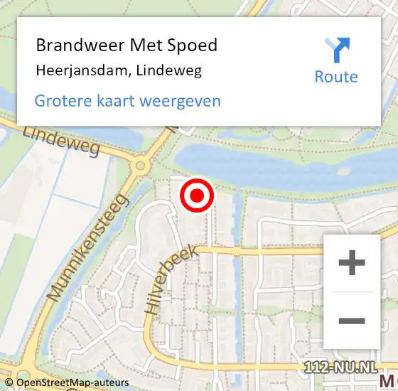 Locatie op kaart van de 112 melding: Brandweer Met Spoed Naar Heerjansdam, Lindeweg op 7 april 2022 18:35