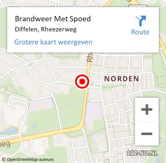 Locatie op kaart van de 112 melding: Brandweer Met Spoed Naar Diffelen, Rheezerweg op 7 april 2022 18:41