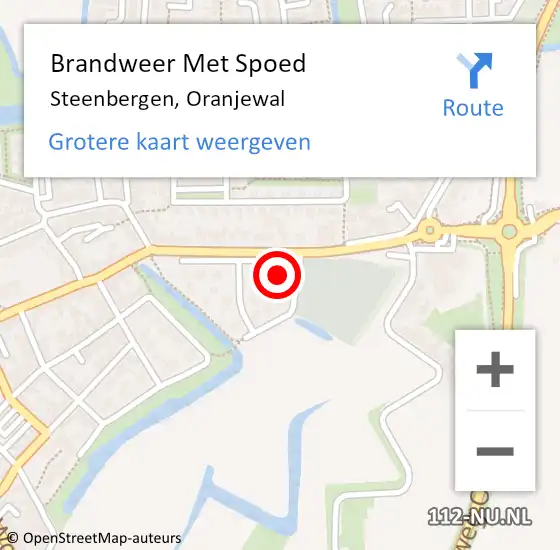 Locatie op kaart van de 112 melding: Brandweer Met Spoed Naar Steenbergen, Oranjewal op 7 april 2022 18:43