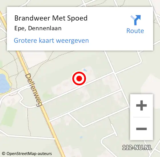 Locatie op kaart van de 112 melding: Brandweer Met Spoed Naar Epe, Dennenlaan op 7 april 2022 18:47