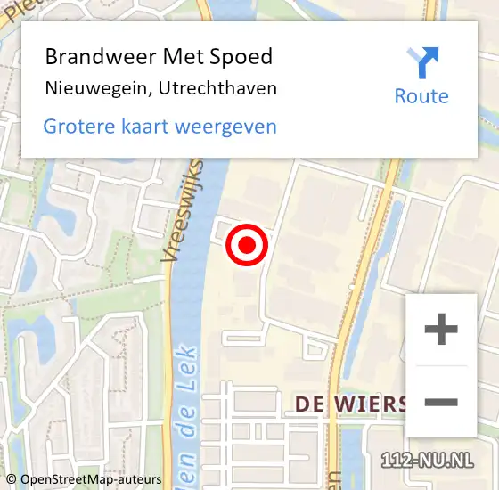 Locatie op kaart van de 112 melding: Brandweer Met Spoed Naar Nieuwegein, Utrechthaven op 7 april 2022 18:52