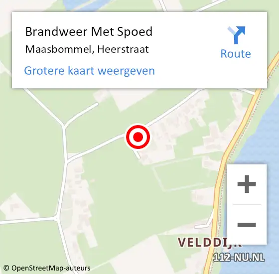 Locatie op kaart van de 112 melding: Brandweer Met Spoed Naar Maasbommel, Heerstraat op 7 april 2022 19:01