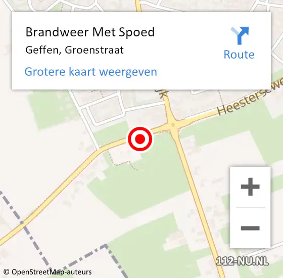 Locatie op kaart van de 112 melding: Brandweer Met Spoed Naar Geffen, Groenstraat op 7 april 2022 19:07