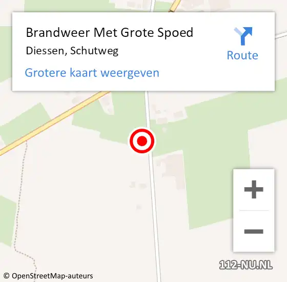 Locatie op kaart van de 112 melding: Brandweer Met Grote Spoed Naar Diessen, Schutweg op 7 april 2022 19:09