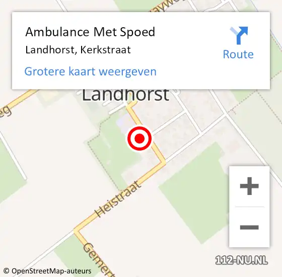 Locatie op kaart van de 112 melding: Ambulance Met Spoed Naar Landhorst, Kerkstraat op 13 juli 2014 17:46