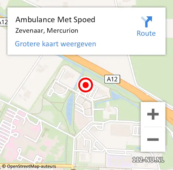 Locatie op kaart van de 112 melding: Ambulance Met Spoed Naar Zevenaar, Mercurion op 7 april 2022 19:16