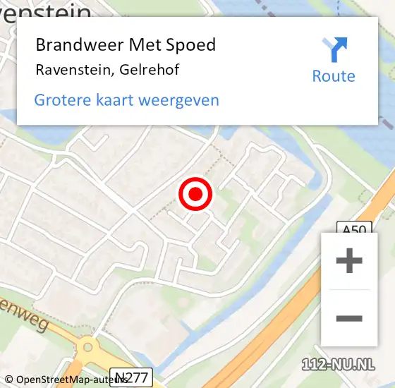Locatie op kaart van de 112 melding: Brandweer Met Spoed Naar Ravenstein, Gelrehof op 7 april 2022 19:21