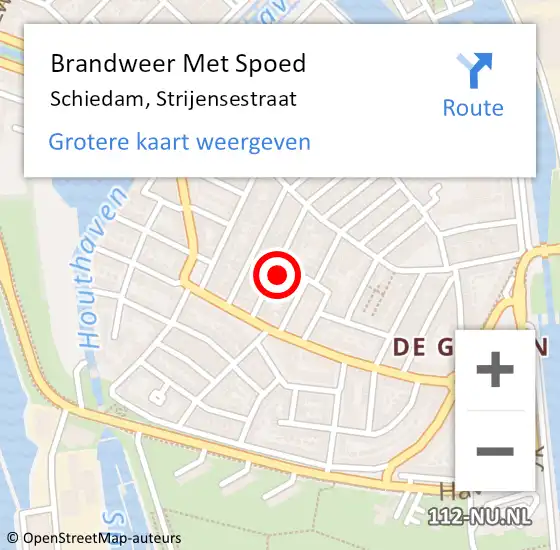 Locatie op kaart van de 112 melding: Brandweer Met Spoed Naar Schiedam, Strijensestraat op 7 april 2022 19:23