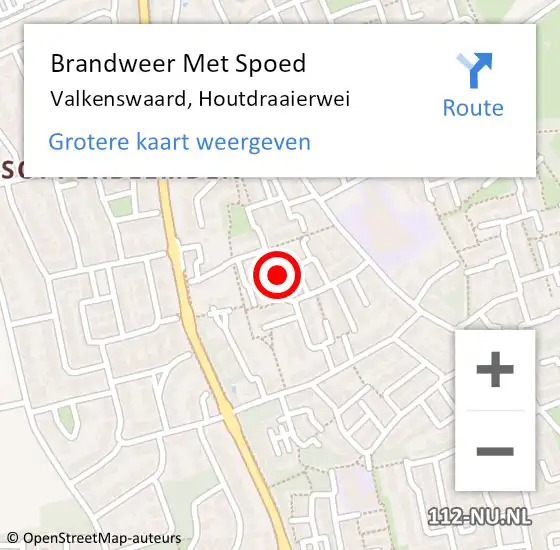 Locatie op kaart van de 112 melding: Brandweer Met Spoed Naar Valkenswaard, Houtdraaierwei op 7 april 2022 19:25