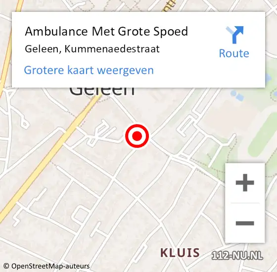 Locatie op kaart van de 112 melding: Ambulance Met Grote Spoed Naar Geleen, Kummenaedestraat op 7 april 2022 19:30