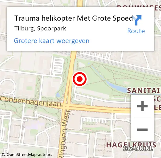 Locatie op kaart van de 112 melding: Trauma helikopter Met Grote Spoed Naar Tilburg, Spoorpark op 7 april 2022 19:36