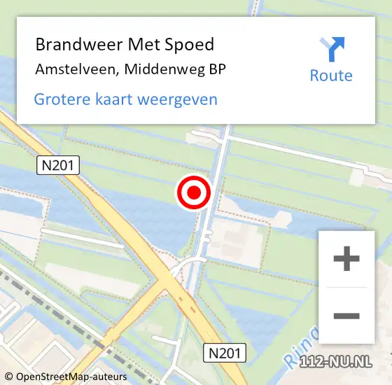 Locatie op kaart van de 112 melding: Brandweer Met Spoed Naar Amstelveen, Middenweg BP op 7 april 2022 19:40