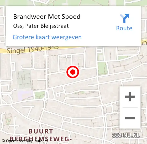 Locatie op kaart van de 112 melding: Brandweer Met Spoed Naar Oss, Pater Bleijsstraat op 7 april 2022 19:45