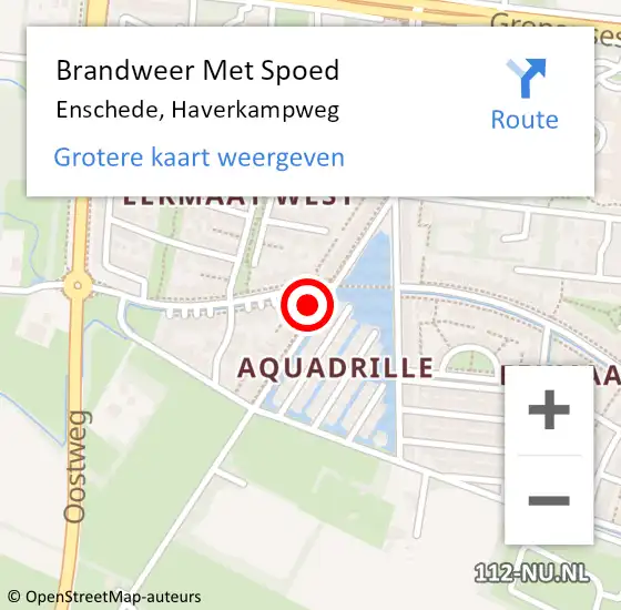 Locatie op kaart van de 112 melding: Brandweer Met Spoed Naar Enschede, Haverkampweg op 7 april 2022 20:03