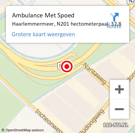 Locatie op kaart van de 112 melding: Ambulance Met Spoed Naar Haarlemmermeer, N201 hectometerpaal: 32,8 op 7 april 2022 20:04