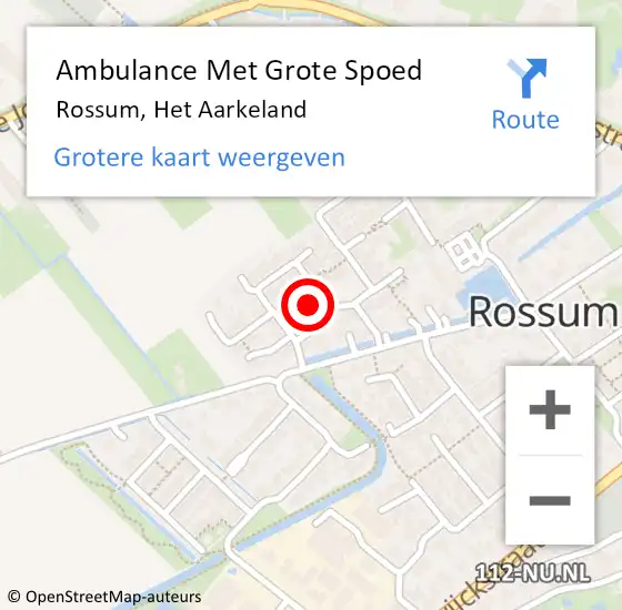 Locatie op kaart van de 112 melding: Ambulance Met Grote Spoed Naar Rossum, Het Aarkeland op 7 april 2022 20:11