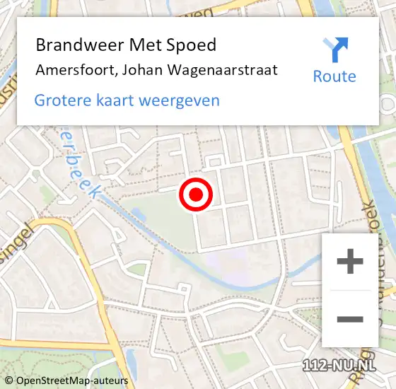 Locatie op kaart van de 112 melding: Brandweer Met Spoed Naar Amersfoort, Johan Wagenaarstraat op 7 april 2022 20:11