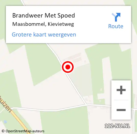 Locatie op kaart van de 112 melding: Brandweer Met Spoed Naar Maasbommel, Kievietweg op 7 april 2022 20:26