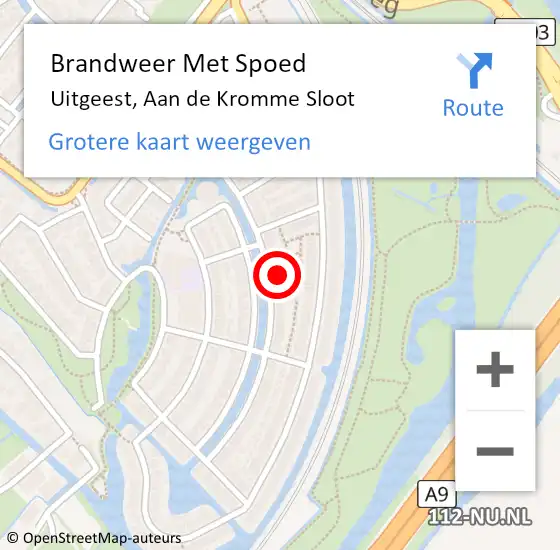 Locatie op kaart van de 112 melding: Brandweer Met Spoed Naar Uitgeest, Aan de Kromme Sloot op 7 april 2022 20:31