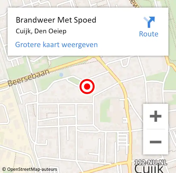 Locatie op kaart van de 112 melding: Brandweer Met Spoed Naar Cuijk, Den Oeiep op 7 april 2022 20:34