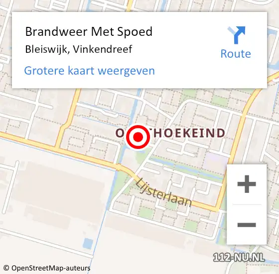 Locatie op kaart van de 112 melding: Brandweer Met Spoed Naar Bleiswijk, Vinkendreef op 7 april 2022 20:44