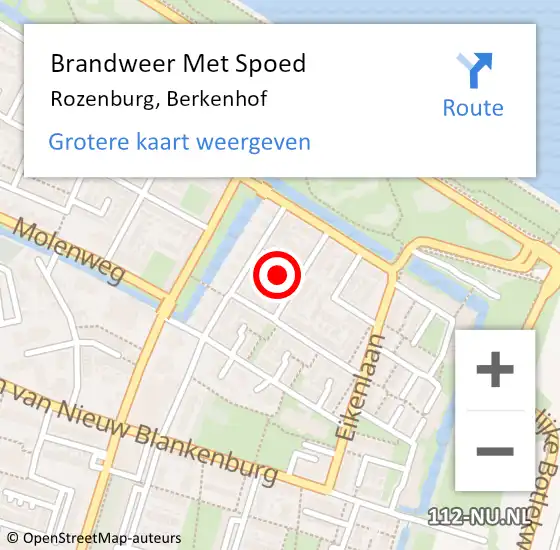 Locatie op kaart van de 112 melding: Brandweer Met Spoed Naar Rozenburg, Berkenhof op 7 april 2022 20:53