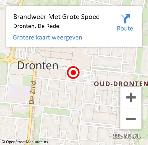 Locatie op kaart van de 112 melding: Brandweer Met Grote Spoed Naar Dronten, De Rede op 7 april 2022 20:57