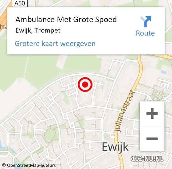 Locatie op kaart van de 112 melding: Ambulance Met Grote Spoed Naar Ewijk, Trompet op 7 april 2022 21:06