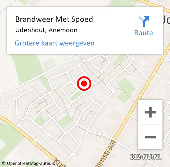 Locatie op kaart van de 112 melding: Brandweer Met Spoed Naar Udenhout, Anemoon op 7 april 2022 21:10