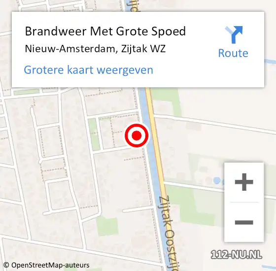 Locatie op kaart van de 112 melding: Brandweer Met Grote Spoed Naar Nieuw-Amsterdam, Zijtak WZ op 7 april 2022 21:24