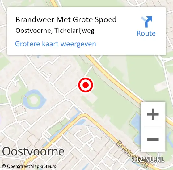 Locatie op kaart van de 112 melding: Brandweer Met Grote Spoed Naar Oostvoorne, Tichelarijweg op 7 april 2022 21:36