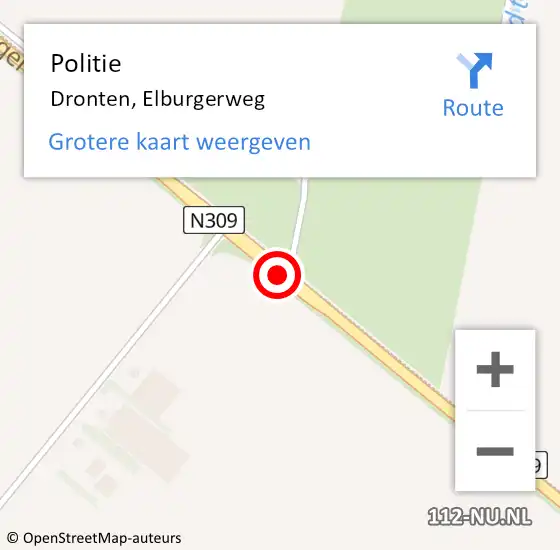 Locatie op kaart van de 112 melding: Politie Dronten, Elburgerweg op 13 juli 2014 18:06