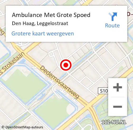 Locatie op kaart van de 112 melding: Ambulance Met Grote Spoed Naar Den Haag, Leggelostraat op 7 april 2022 21:54
