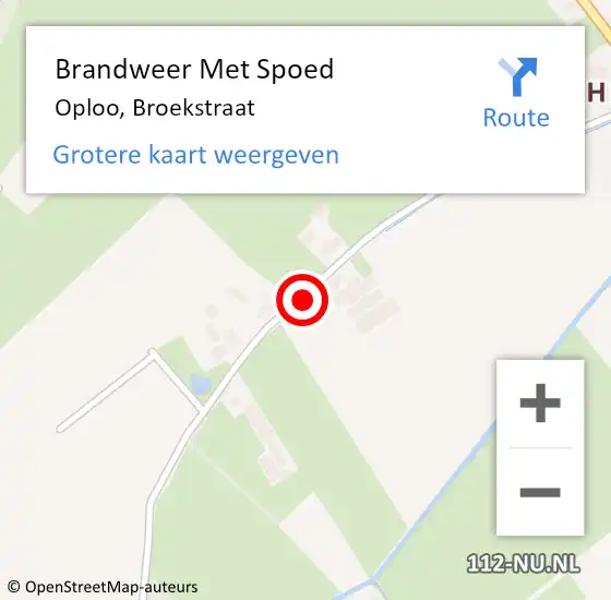 Locatie op kaart van de 112 melding: Brandweer Met Spoed Naar Oploo, Broekstraat op 7 april 2022 22:03