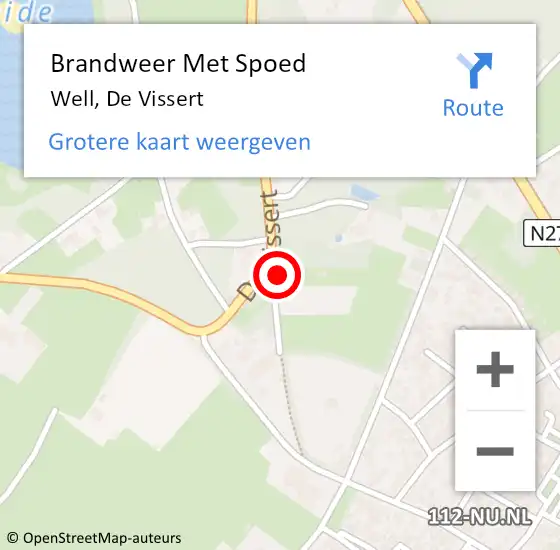 Locatie op kaart van de 112 melding: Brandweer Met Spoed Naar Well, De Vissert op 7 april 2022 22:06